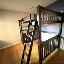 Loft Bed Full Size With Drawers And Stairs - Come With Free Bean Bag