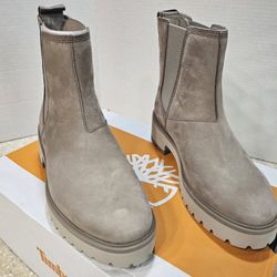 Timberland Carnaby Cool Chelsea Boots Brown Tan Heel Ankle Bootie Women's Sz 7.5