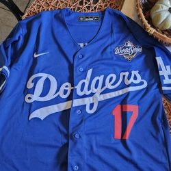 Dodgers Ohtani 2025 W.S Blue Mens Jerseys