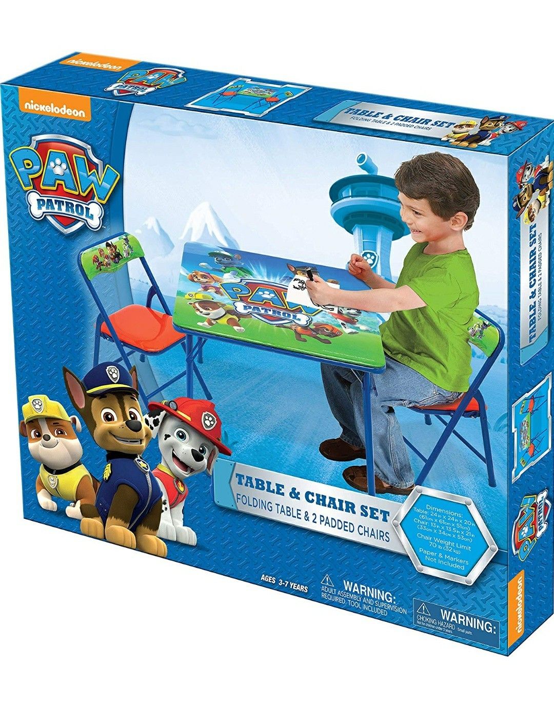 Paw Patrol Activity Table Sets – Folding Childrens Table & Chair Set – Includes 2 Kid Chairs