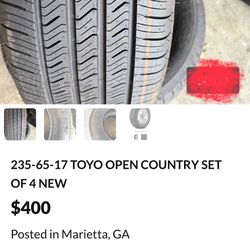 235-65-17 toyo open country set of 4 new