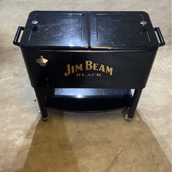 Jim Beam Black Rolling 80qt Portable Cooler/Cart.  In Like New Condition.