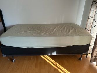 Mattress with Metal Bed Frame on Wheels