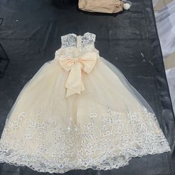 Beautiful Peach Colored Flower Girl Dress Size 120