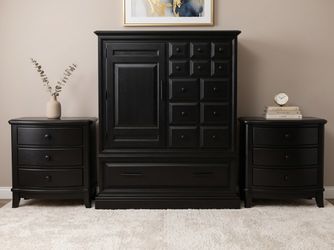 Huge Pennsylvania House Dresser & Nightstands 3pc Bedroom Set Solid Wood Black Satin Free Delivery New