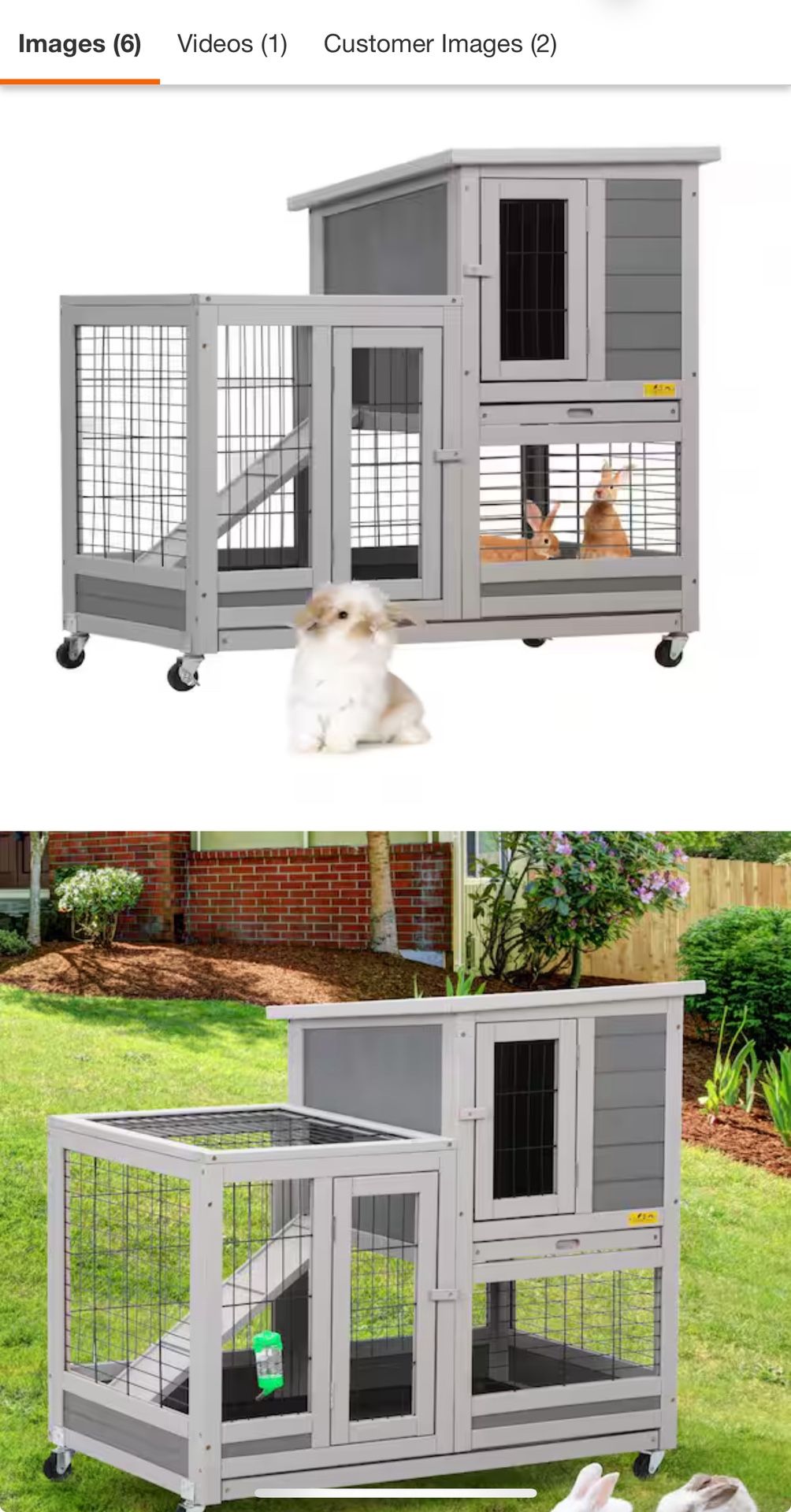 Wooden Rabbit Hutch Bunny Cage Small Animal House with 4 Casters