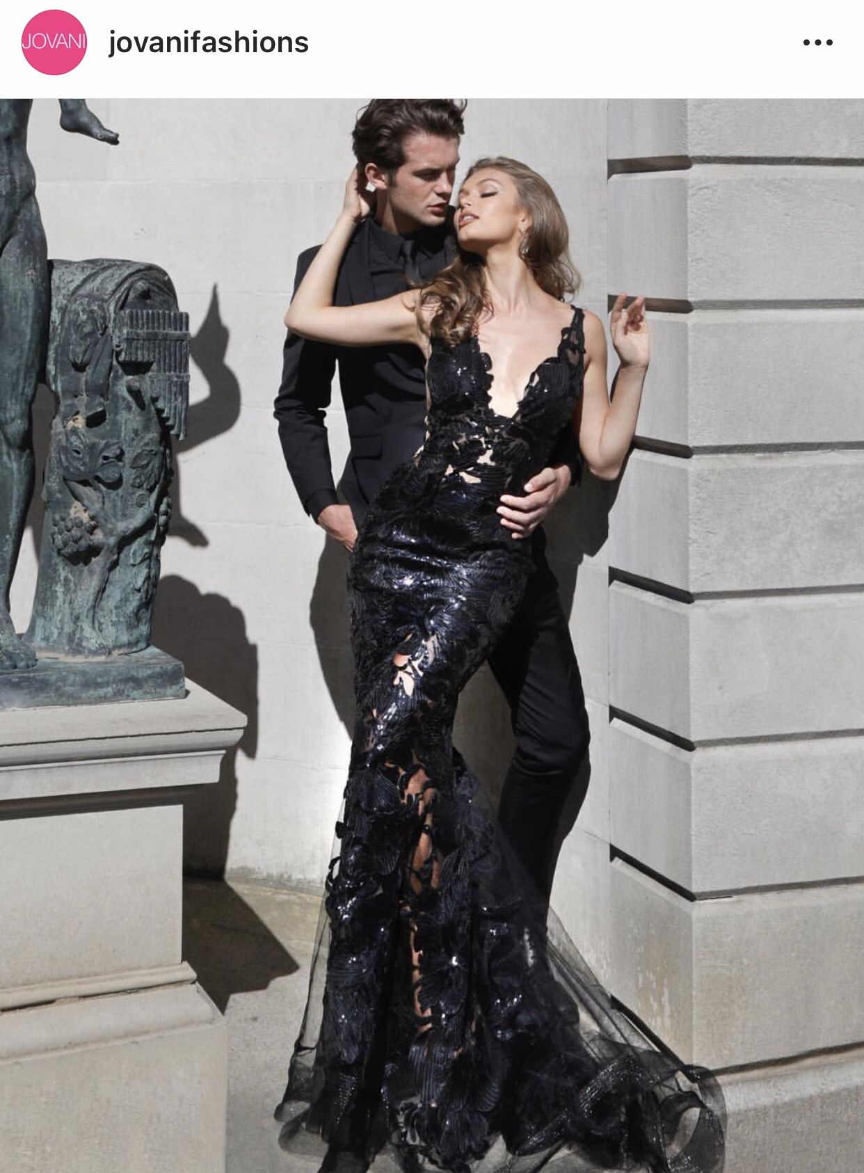 Jovani Black sequined embellished sheer dress