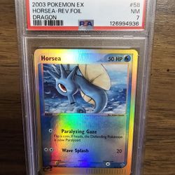 Pokemon Graded PSA 7 Horsea #58 (2003) EX Dragon Reverse Foil