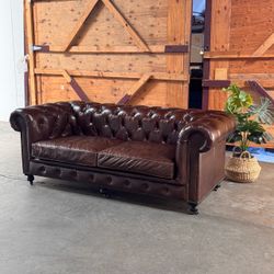 RH KENSINGTON LEATHER COUCH SOFA
