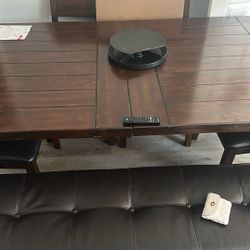 Large Authentic Wooden Dining Table Set