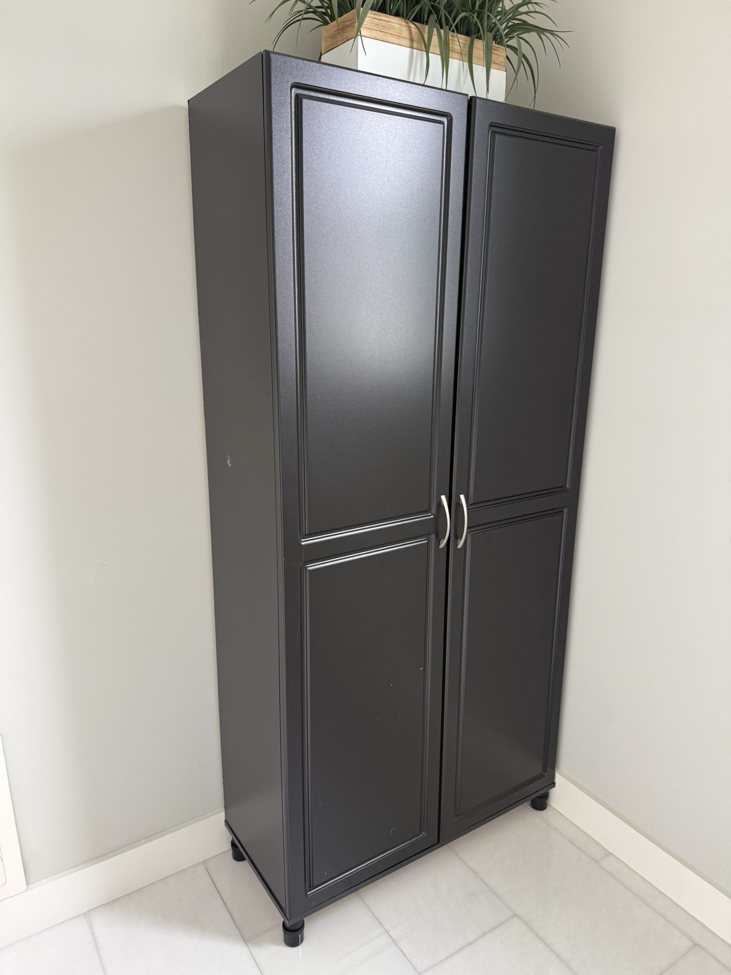 6’ Black Storage Cabinet with Shelves