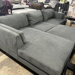 Ellery Gray Fabric Sectional With Ottoman