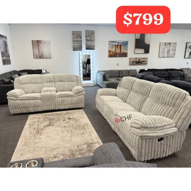 Corduroy 2 Piece Reclining Sofa And Loveseat Set