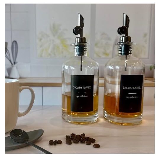 Maizies Emporium Set of 2 Glass Coffee Syrup Dispenser Oil and Vinegar Dispenser