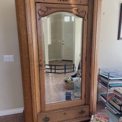 Antique Oak armoire/ China Cabinet  - Early 1900s 