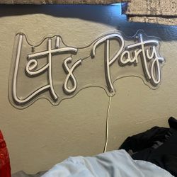 Led Let’s Party Sign *pink Color Led*