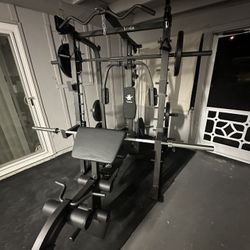 Vesta Fitness Smith Machine 2001 w/Bench Attachment | 230lb Bumpers Weights | 7ft Olympic Bar | Fitness | Gym Equipment | FREE DELIVERY🚚 