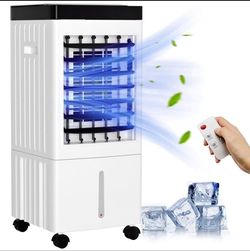 Portable Air Fan Cooler 3 Modes for Indoor Cool, 3-IN-1 Remote Control Equipped with a 10L water tank and 4 ice boxes for extended cooling periods, br