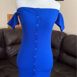 royal blue off the shoulder bodycon dress