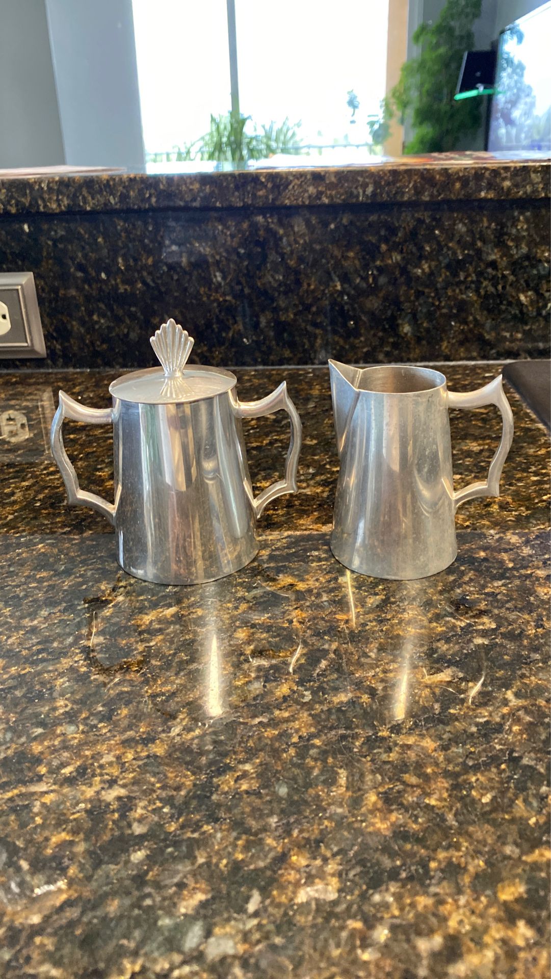 Vintage - Judie Parker - Pewter - Cream & Sugar Set