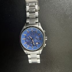 Armani Watch Silver & Blue Stainless Steel