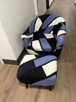 Armchair / personal sofa with matching ottoman and cover