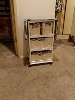 Wood and Wicker Small Ironing Board