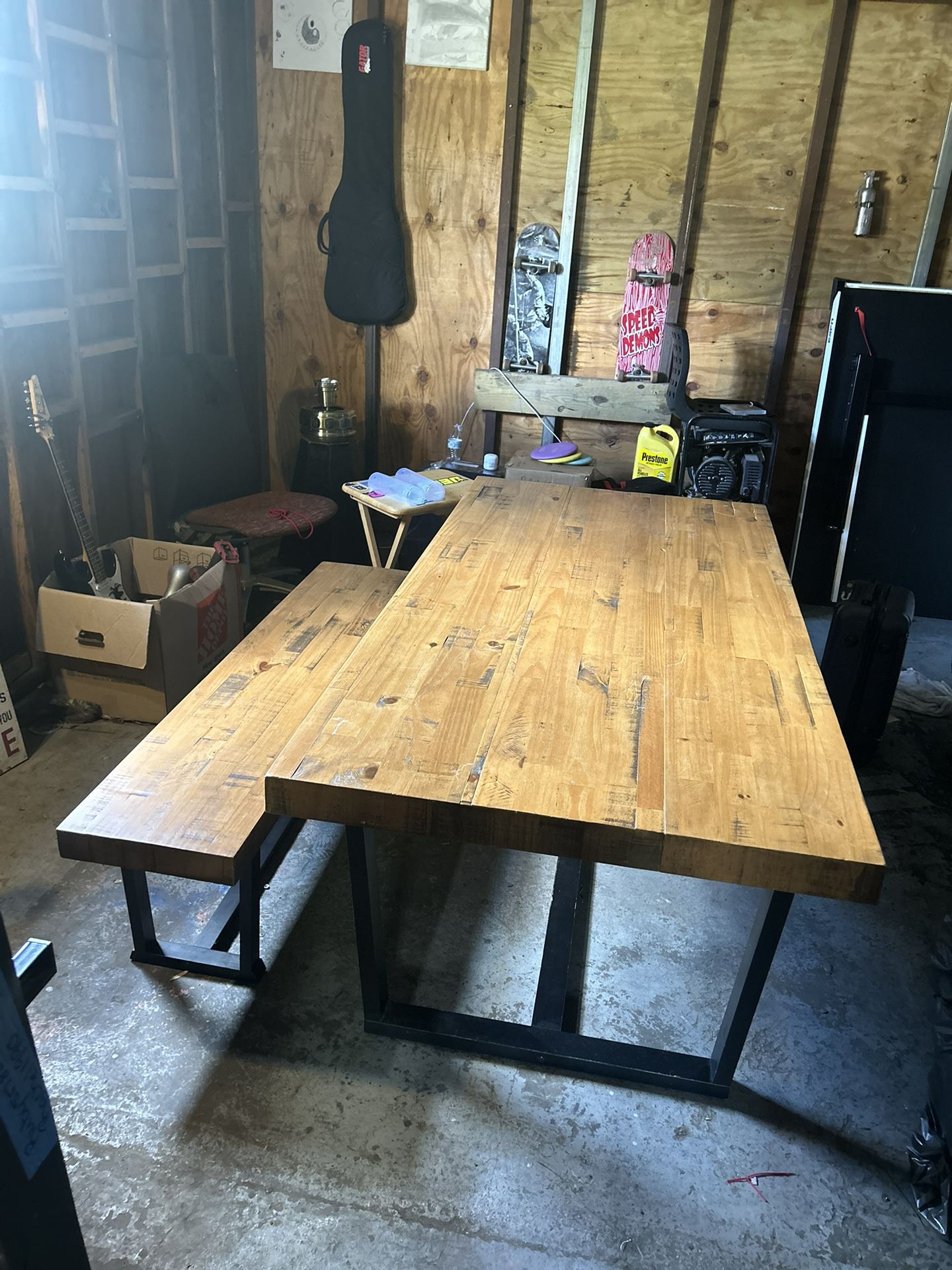 Dining Wood Table And Bench Set 