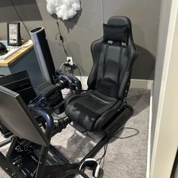GTPLAYER Racing Simulator Cockpit with Seat and Bluetooth Speakers, Racing Style Reclining Seat and Ultra-Sturdy Alloy Steel Frame (Black) 