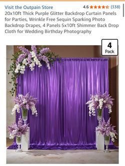 Purple Sequin Backdrop Curtain Panels 4-Pack