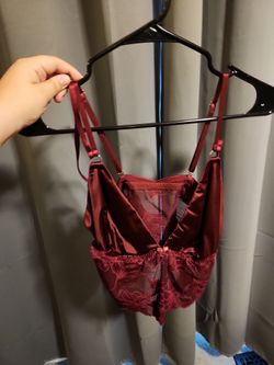 red v-neck lace lingerie top