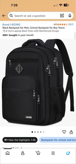 LIECDRO Black Laptop Backpack