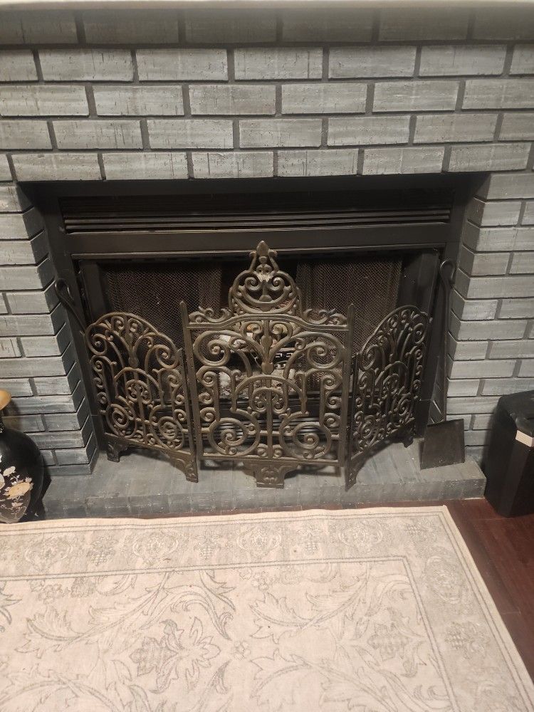 Antique Cast Iron Fireplace Grill