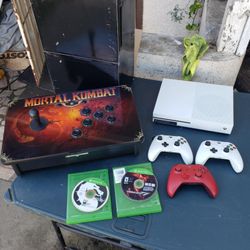The mortal Kombat Arcade Station on amazon still $450!. The Xbox One S 1000GB still $220. Extra control $50. I just want $500 or closer offer. Brand n