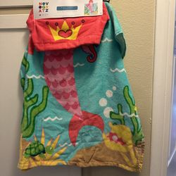Mermaid Swim Towel Poncho For Kids