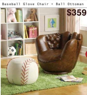 Baseball Glove Chair and Ball Ottoman