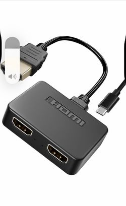 4K@60Hz HDMI Splitter 1 in 2 Out, Dual HDMI Adapter for Mirror Screens Only, HDMI 2.0 Video Duplicator with 2.5ft USB Power Cable, Supports TV, Monito