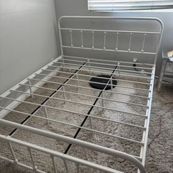 Cal King White Metal Bed Frame
