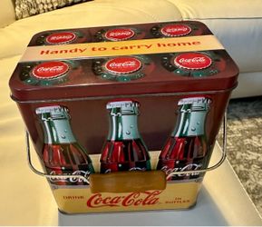 Coca-Cola Vintage Style Tin Carrier with Handle