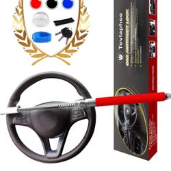 Tevlaphee Steering Wheel Lock Anti Theft Car Device Universal (Red)