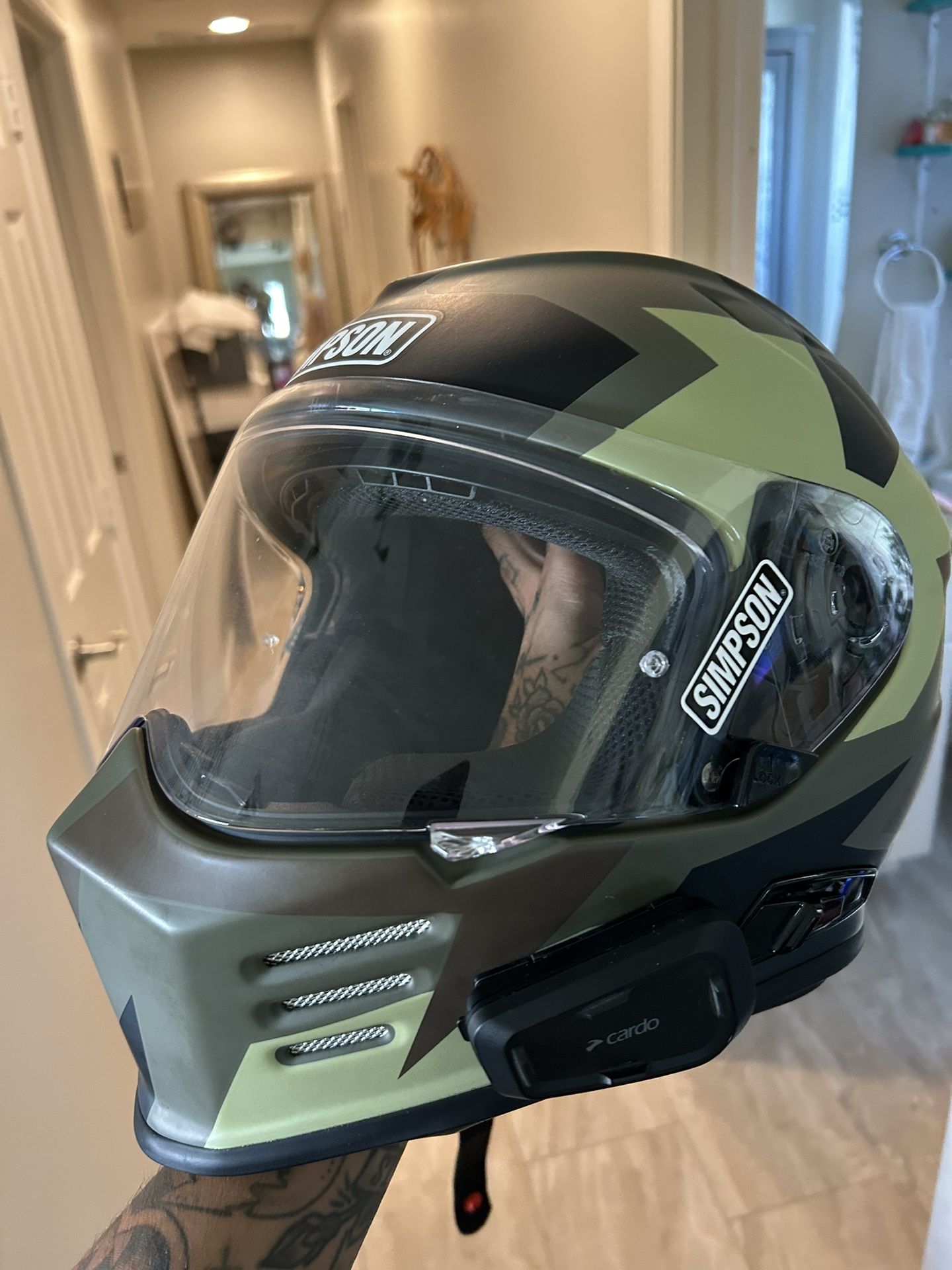 Simpson Ghost Bandit Helmet Size Small with Cardo