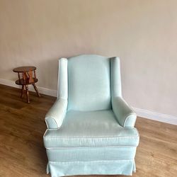 Light Blue Linen Swivel Rocker