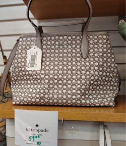 Kate Spade White and Brown Link Patterned Purse