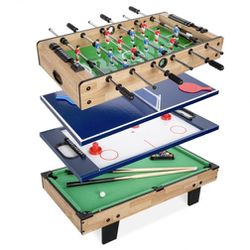 4-in-1 Multi Game Table Set w/ Air Hockey, Table Tennis, Billiards, Foosball