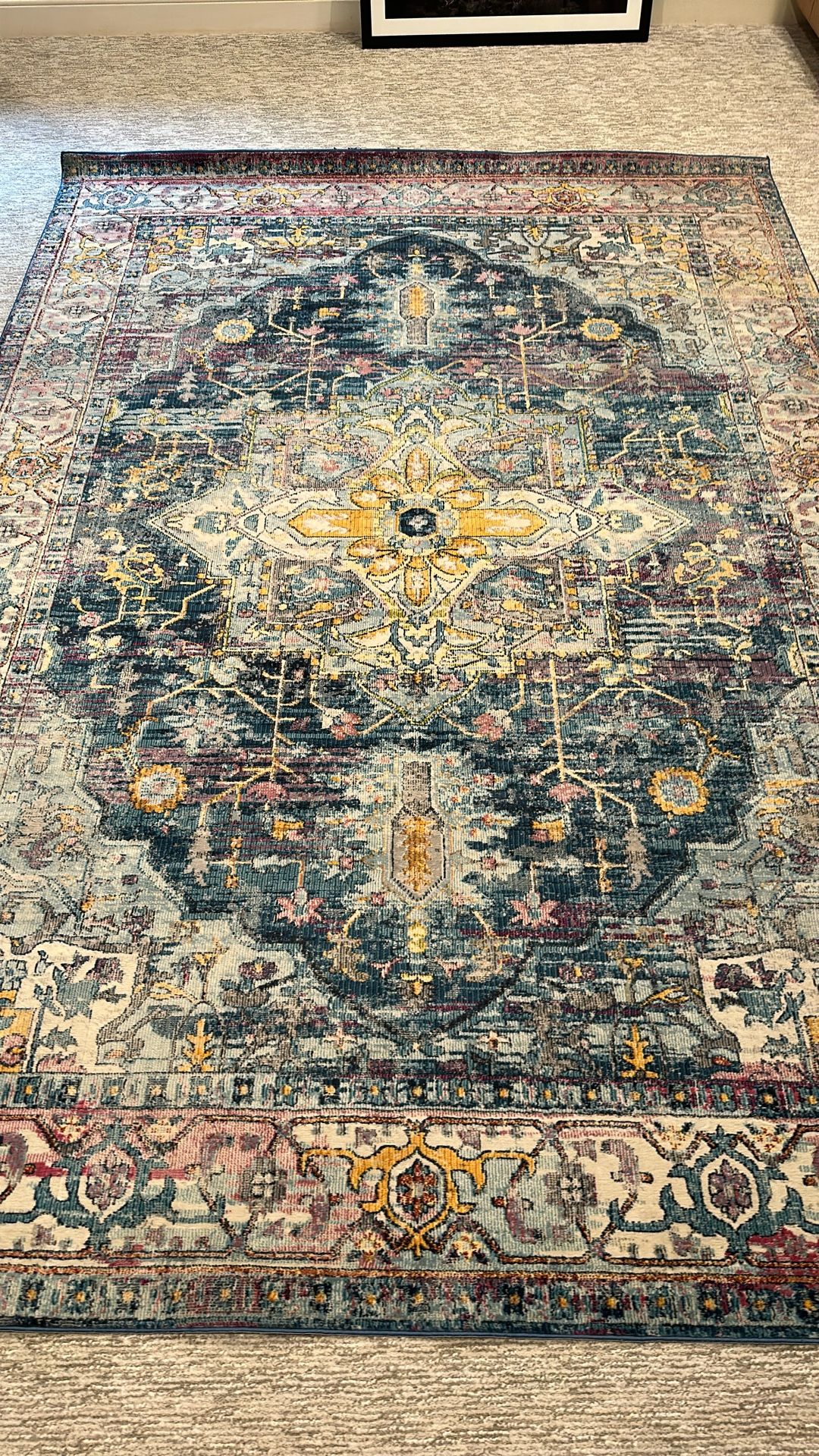 Nuloom colorful rug - blues and yellows.