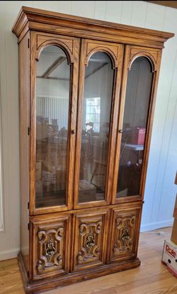 Vintage 70s Cabinet Hutch Glass Face