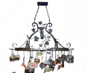 Hanging Pot Wine Rack with light