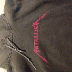 Metallica Hoodie Pink Letters Graphic Design On Back Elbows And Back