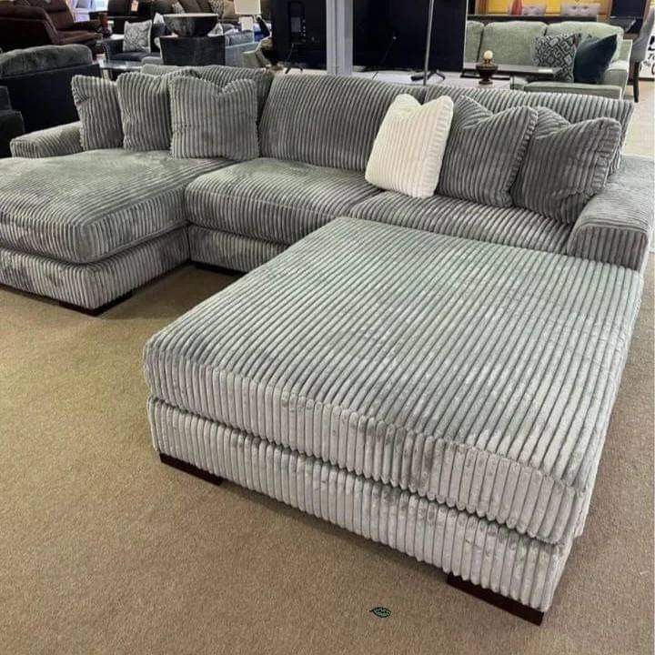 Lindyn Fog Gray 3 Piece Sectional With Ottoman Free Delivery,All Products : American Fashion Style Bags On Sale