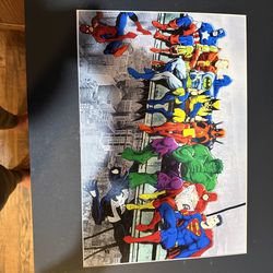 Marvel & DC Superheroes Lunch on a Skyscraper" by Dan Avenell 16x20